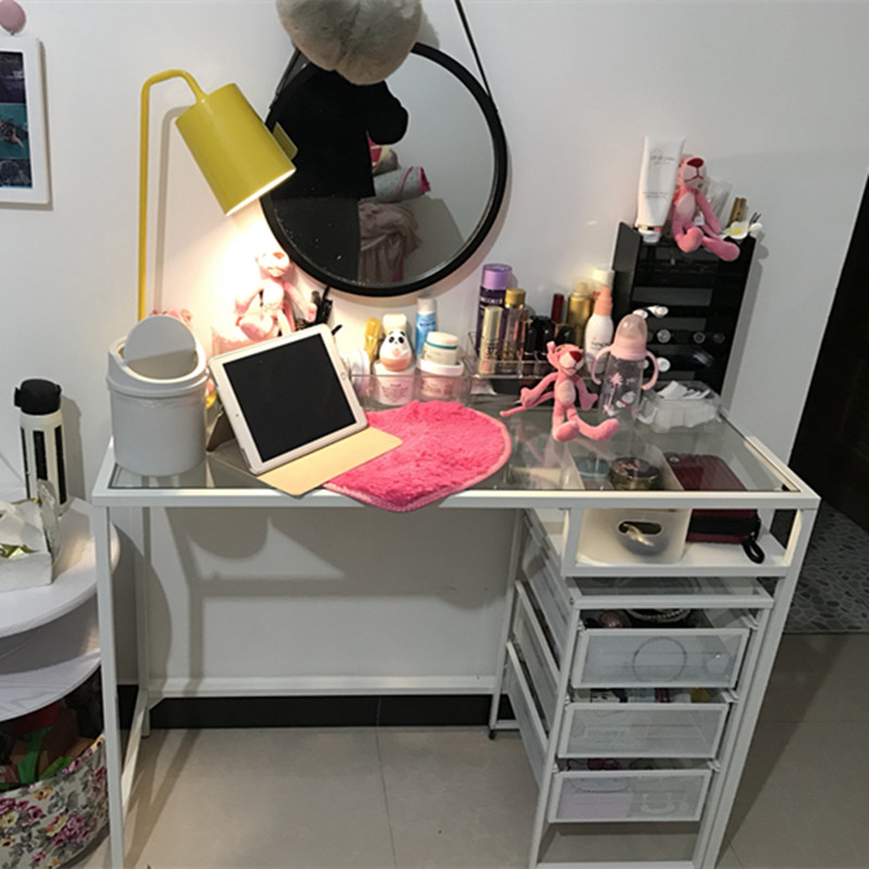 Bàn trang điểm sắt rèn Bắc Âu phòng ngủ căn hộ nhỏ mini lưới đỏ in bàn trang điểm đơn giản kính trang điểm đơn giản - Bàn bàn ghế máy tính
