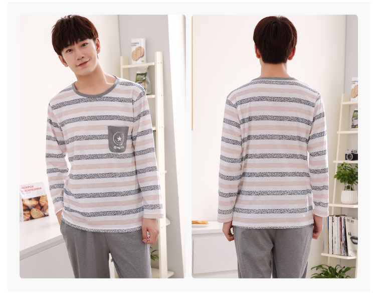 Mùa xuân và mùa thu nam phục vụ nhà mỏng phần cotton dài tay nam kích thước lớn phù hợp với giản dị mùa thu đông đồ ngủ nam mùa hè pijama nam cotton