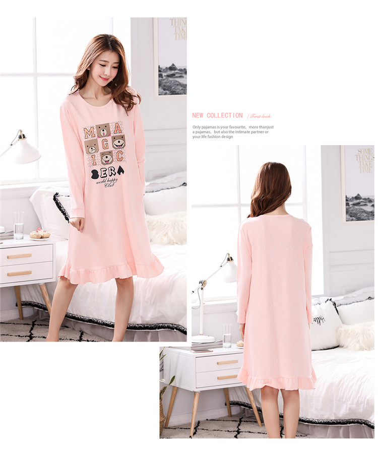 Đặc biệt cung cấp phụ nữ mùa xuân và mùa thu cotton XL váy ngủ phụ nữ đồ ngủ dài tay mùa thu và mùa hè ngắn tay cotton dịch vụ nhà váy ngủ cao cấp