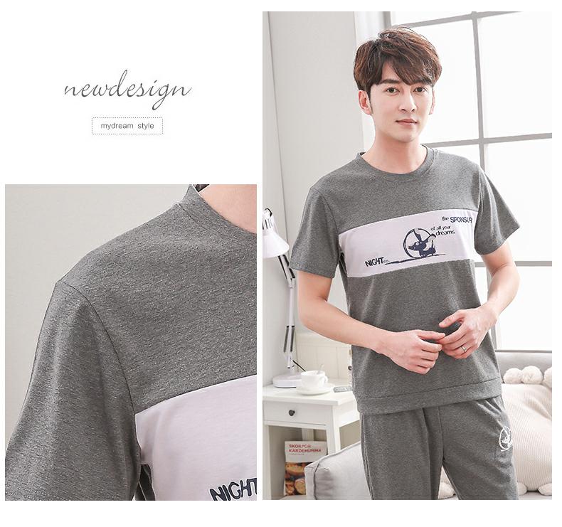 Mặc nam đồ ngủ nam mùa hè quần ngắn tay cotton thanh niên phần mỏng quần short thể thao phù hợp với dịch vụ nhà mùa xuân và mùa thu