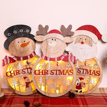 Santa Claus Nordic wood luminous desktop decoration ornaments Wall hanging Christmas Elk Snowman Christmas decorations
