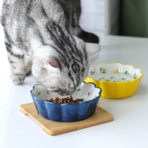 Cat Bowl Cat Food Basin Dog Food Rice Bowl Rice Cat Dog Food Bowl Protect Cervical Spine Cute Anti-Roll Over Large Ceramic Pet Bowl