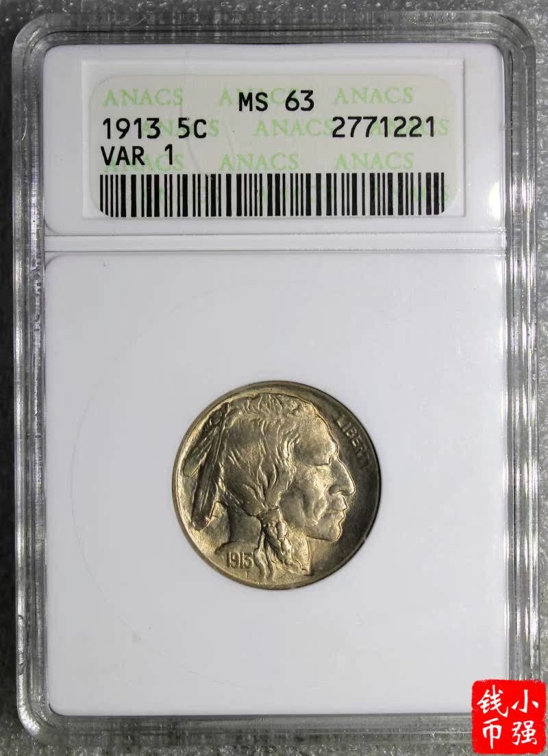 幕司收藏屋~MS63美國2113年5美分野牛印第安人首髮年份早期小白盒評級錢幣221