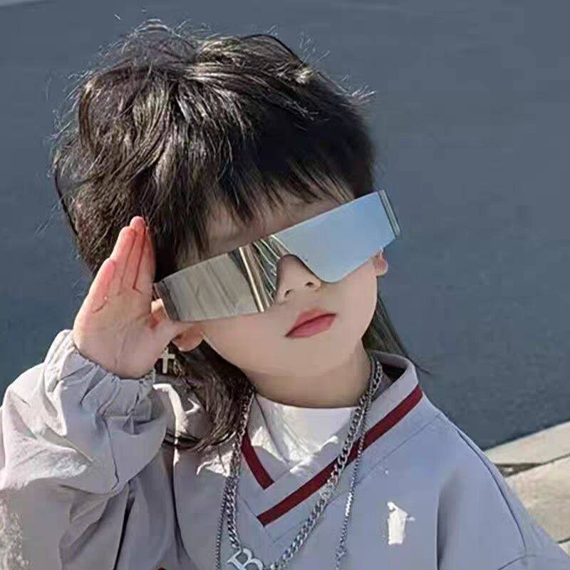 Детские солнцезащитные очки fashion boys future technology sense панк-очки для мальчиков и девочек, показательные выступления на подиуме, тренд цельных солнцезащитных очков