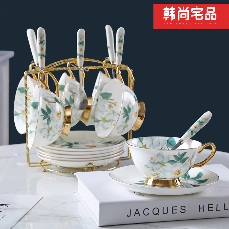 Eurostyle ceramic coffee cup suit upscale creative bone porcelain English style cup saucer tea cup gift with disc spoon rack