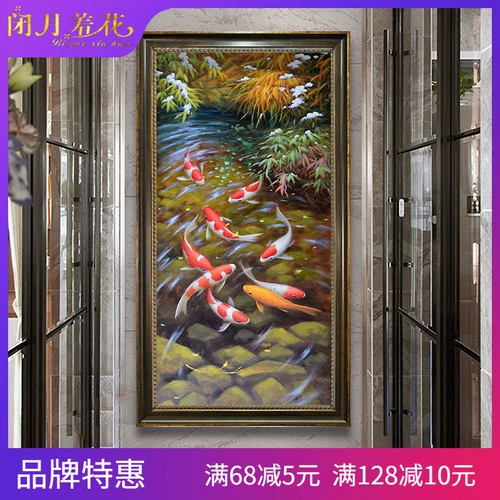 5D Diamond Painting Nine -Рыбка картинная крыльца Вертикальная версия гостиной Diamond Emelcodery 2020 Новая каменная живопись Полная бриллиантовая кросс