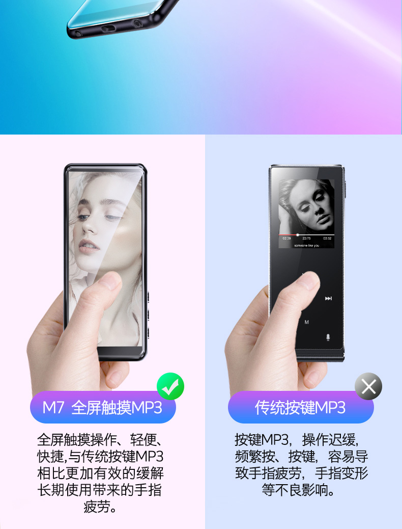 Mahdi toàn màn hình cảm ứng mp3 video định dạng đầy đủ 3,5 inch màn hình lớn mp4 siêu mỏng walkman sách điện tử - Máy nghe nhạc mp3 