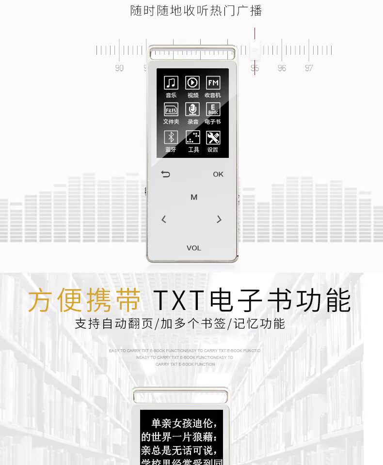 Uniscom Music lossless Bluetooth mp3mp4 Trình phát có thẻ màn hình Sinh viên Mini Walkman Recorder - Máy nghe nhạc mp3 	máy nghe nhạc fiio m3k	