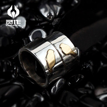  Lingzuo silver handmade original K gold lovebird pair ring Valentines Day Tanabata gift Acacia bird couple ring