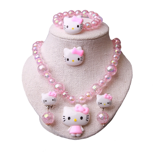 Детское ожерелье, подарочная коробка, комплект, браслет, клипсы, аксессуар для принцессы, кольцо, подарок на день рождения