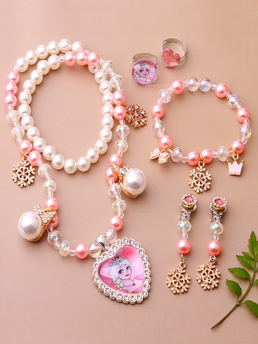 Наряд маленькой принцессы, детский мультяшный аксессуар, серьги, кольцо, подарок на день рождения