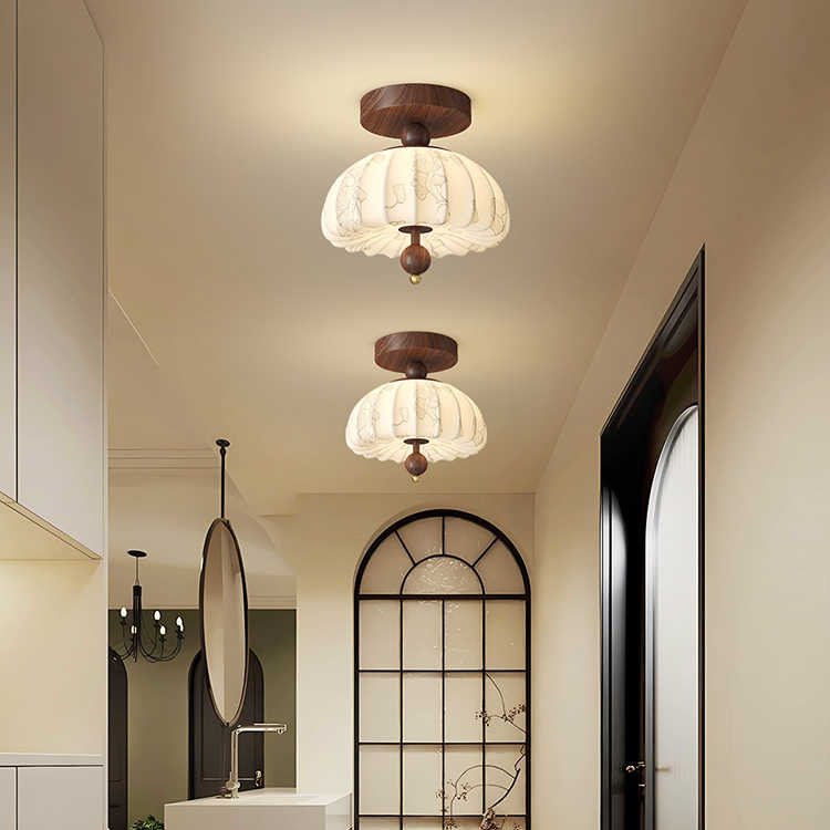 Song-Style Aesthetic Fabric Aisle Light, Corridor Light, Antique Entrance Light, French Retro Balcony Light, New Chinese-Style Ceiling Light Song-Style Aesthetic Fabric Aisle Light, Corridor Light, Antique Entrance Light, French Retro Balcony Light, New Chinese-Style Ceiling Light