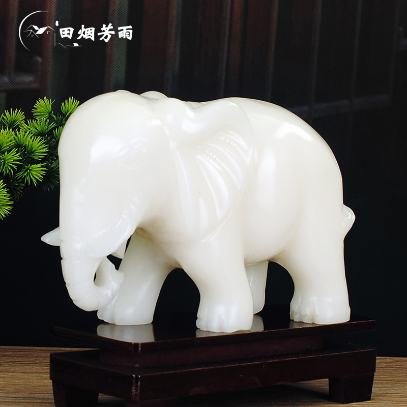 Living room pendulum a pair of white jade Elephant property Treasure House Water Absorbing Elephant Home Natural Jade Jo Relocation New Residence Gift