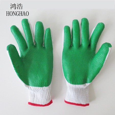 Labor-protection gloves Protective supplies coated and soaked semi-rubber green negatives thickened wear resistant work rubber anti-slip gloves