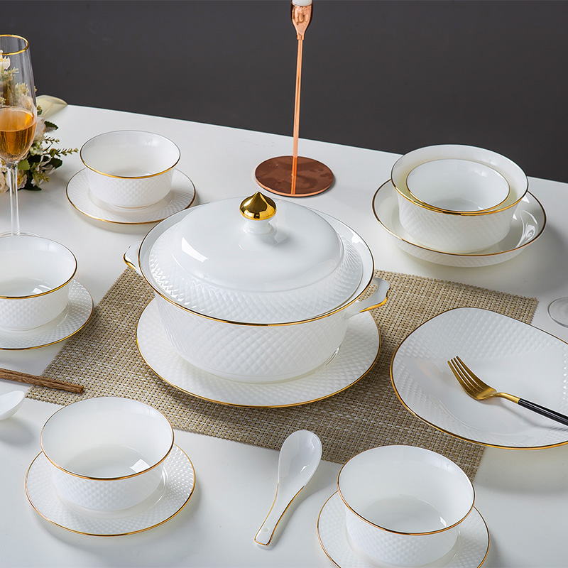 Ipads China tableware suit jingdezhen diamond water cube white contracted up phnom penh European - style kitchen dishes home for dinner