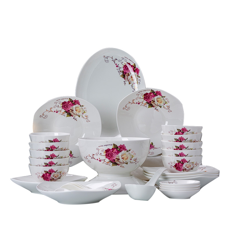 The dishes suit household deep eat dinner plates dishes soup plate combination high rice such as soup bowl jingdezhen tableware