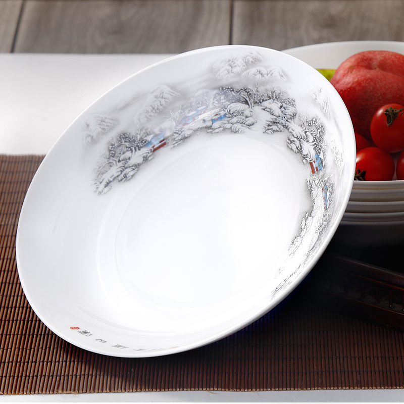 The Six round dish microwave ipads porcelain plates dishes dish 8 "Korean household face plate set meal in the morning