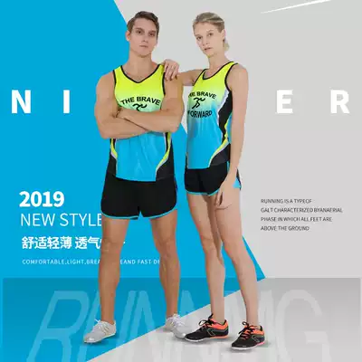 Track and field training suits for men and women students, sports breathable tight vest running group custom marathon running set