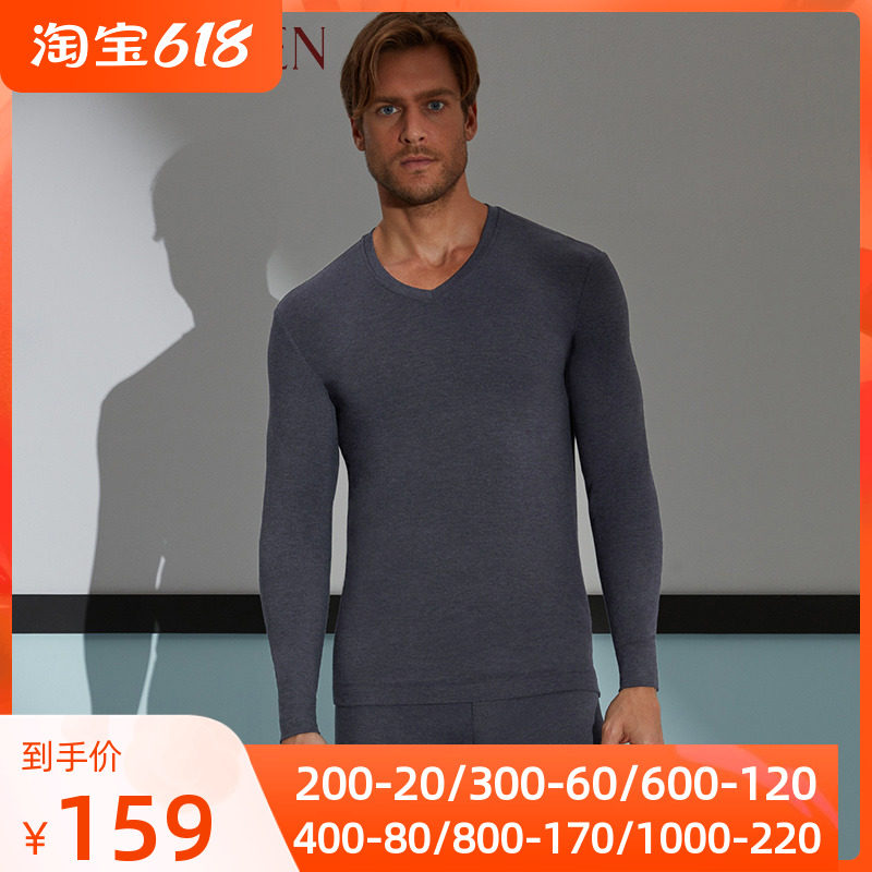 AIMER Mr. Akio Winter Modale with wool single layer V collar men's warm clothes for the bottom autumn clothes NS72A341
