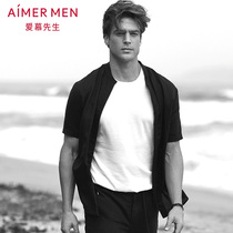 Mr. Adore official ice linen linen mens home dress zipped short sleeves outwear jacket NS81A941