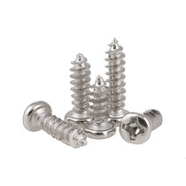 M2 3 cross round head self-tapping screw 4-12 pointed tail PA self-tapping screw carbon steel hard environmentally friendly iron nickel-plated ROHS
