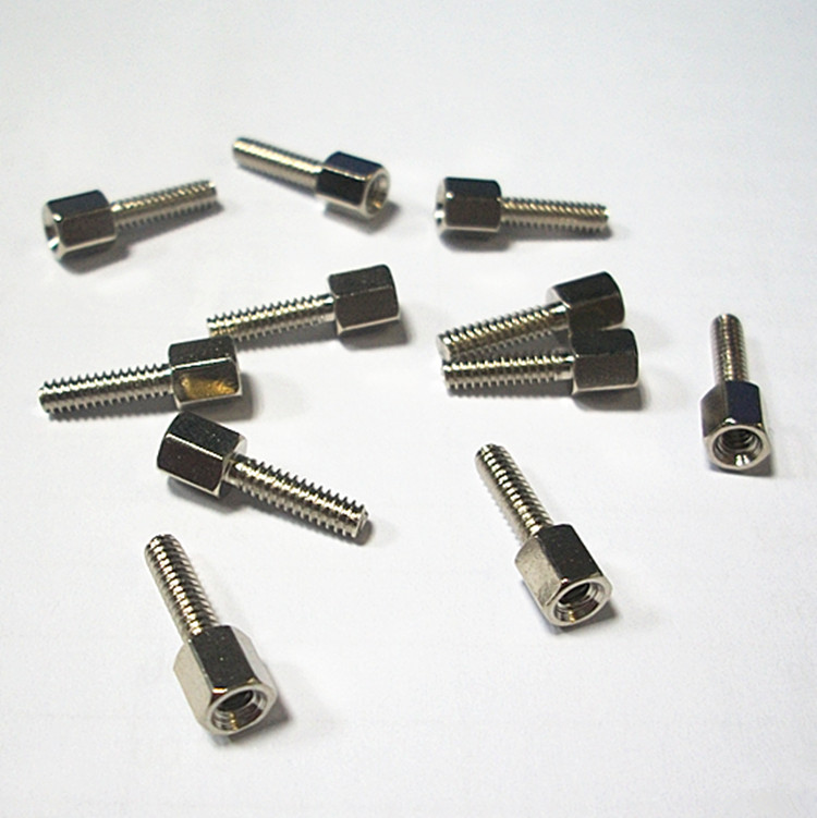 DB head 4#-40 English made screw plated nickel hexagonal copper column computer serial port connector VGA connector nut flat bomb cushion