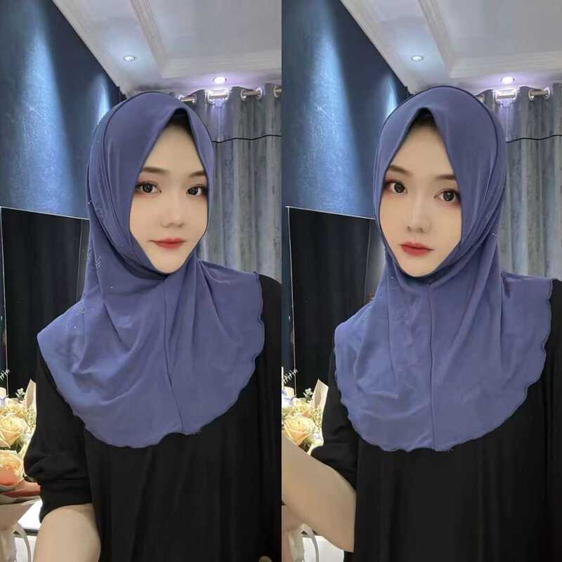 New Style Mesh Double-Layer Headscarf, Fashionable and Versatile Headscarf for Women, Breathable and Lightweight Gauze Scarf with Leaf and Rhinestone Design