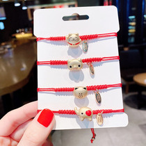 Simple couple ceramic kitten bracelet female fresh student hand-woven lucky cat red rope bracelet female gift
