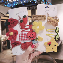 Childrens hair accessories Cartoon hair clip bangs edge clip word clip bb clip Plush flower head rope Girl headdress suit female
