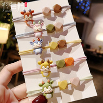 Squinting deer cute cartoon childrens hair rope Sen tie hair head rope Simple tie scalp tendon net red hair circle headdress