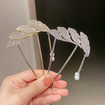 Temperament Water Drill Pearl Hair Hairpin Gufeng Flow Su Rear Brain Spoon Disc Hair Hairpin Subhead Accessories Mesh Red U Type Hairpin Disc Hairdresser