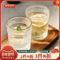 Glass home heat-resistant high-value relief Cup Tea Cup Net red juice drink cup advanced beer glass