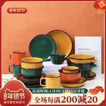 Nordic style Bowl plate creative personality household ceramic tableware set Japanese bowl chopsticks soup bowl noodle bowl dish plate