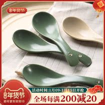 Ceramic small soup spoon household large long handle soup soup simple creative big spoon Japanese porridge spoon spoon spoon spoon spoon