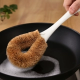 Кокосовая пальма с длинной ручкой для мытья горшка горшка, небольшая кухня для кухни очистка, чистящая чаша, чистящая кисть артефакт