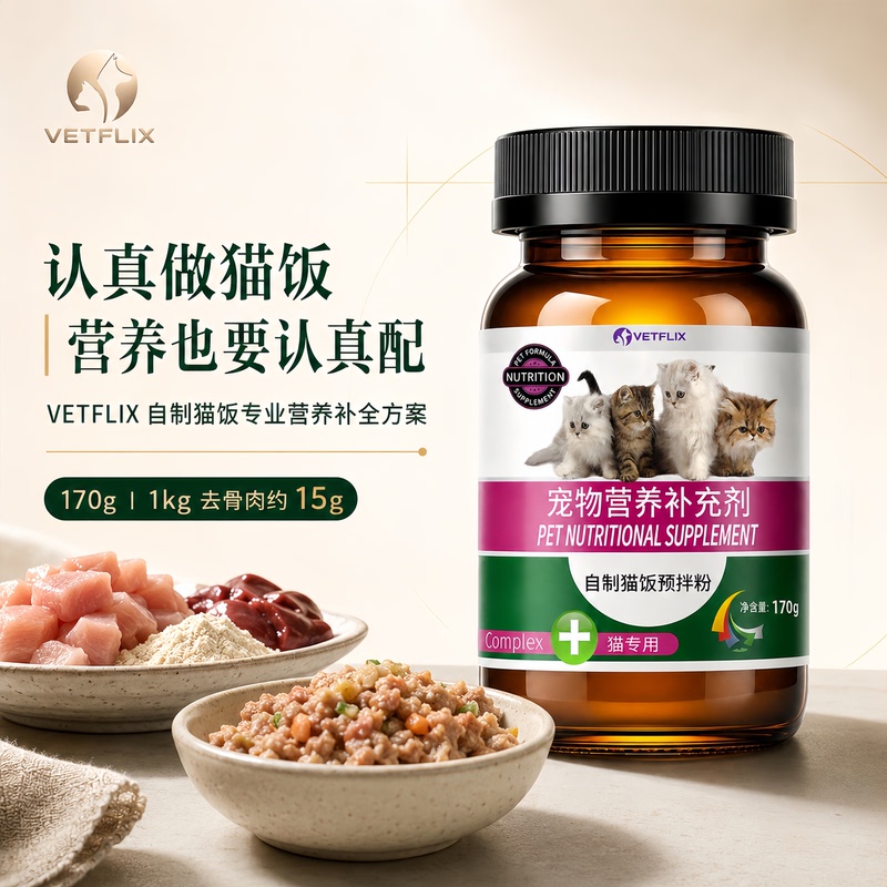 Hong Kong Vetflix Wei Fei LAOSHU Cooked Cat Food Raw Bone and Meat LAOSHU Cat Food Premix Powder Cat Nutritional Gold Powder Silver Powder