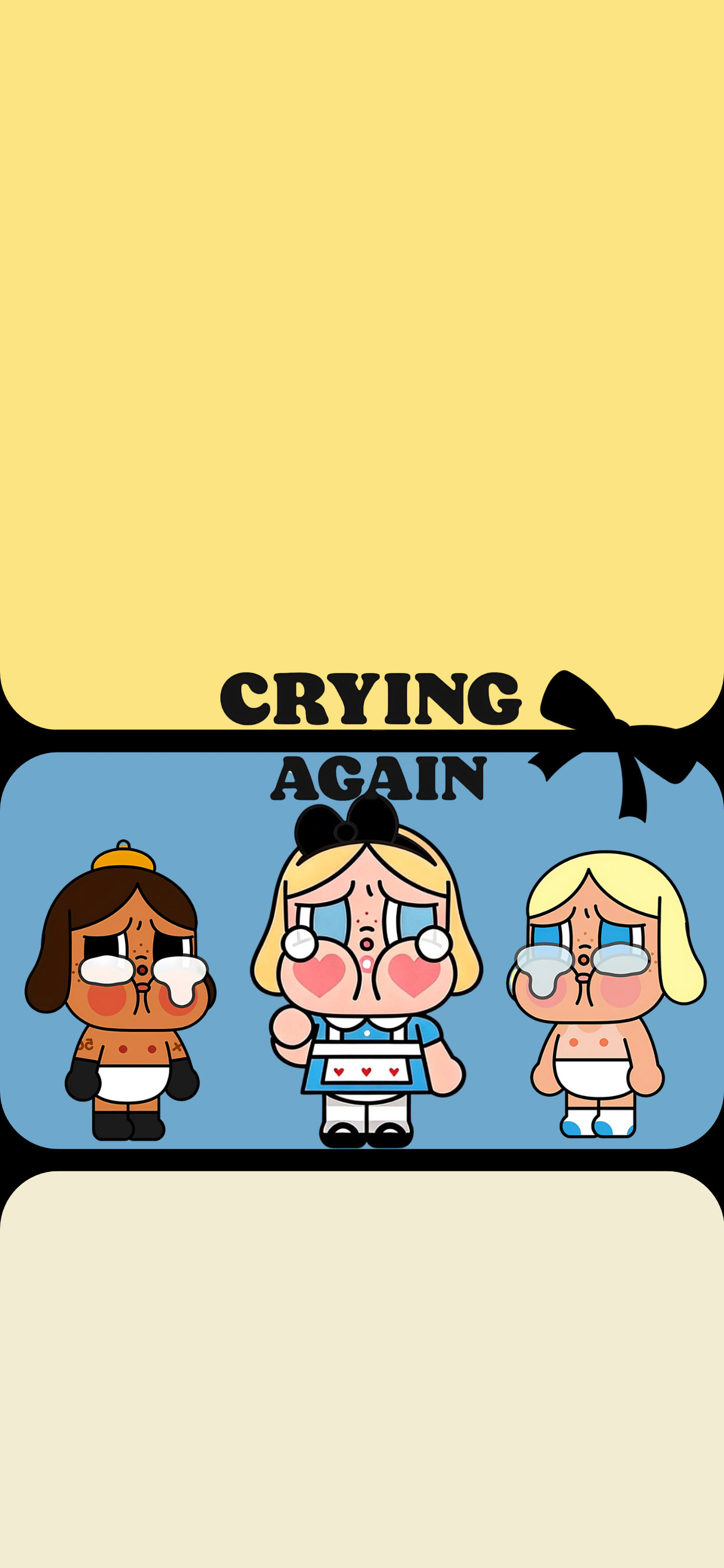 哭泣女孩 CRYING AGAIN 壁纸 黄蓝米三层圆角搞怪卡通竖版手机锁屏
