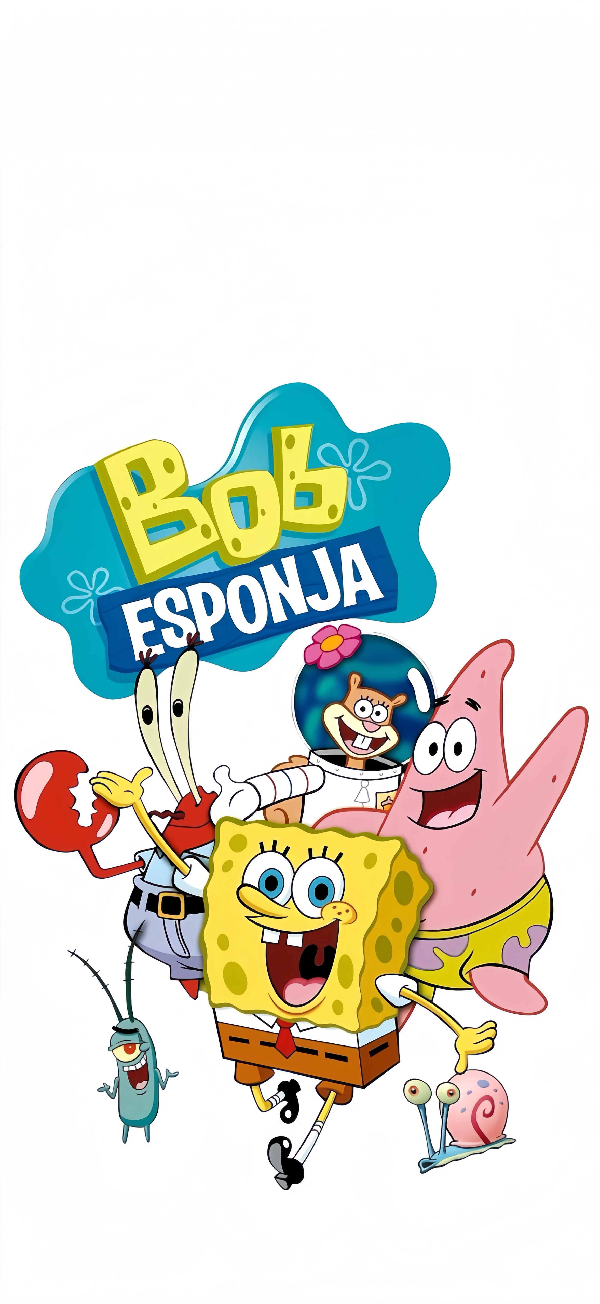 海绵宝宝全员经典合照壁纸 Bob Esponja 白底简约卡通竖版手机锁屏
