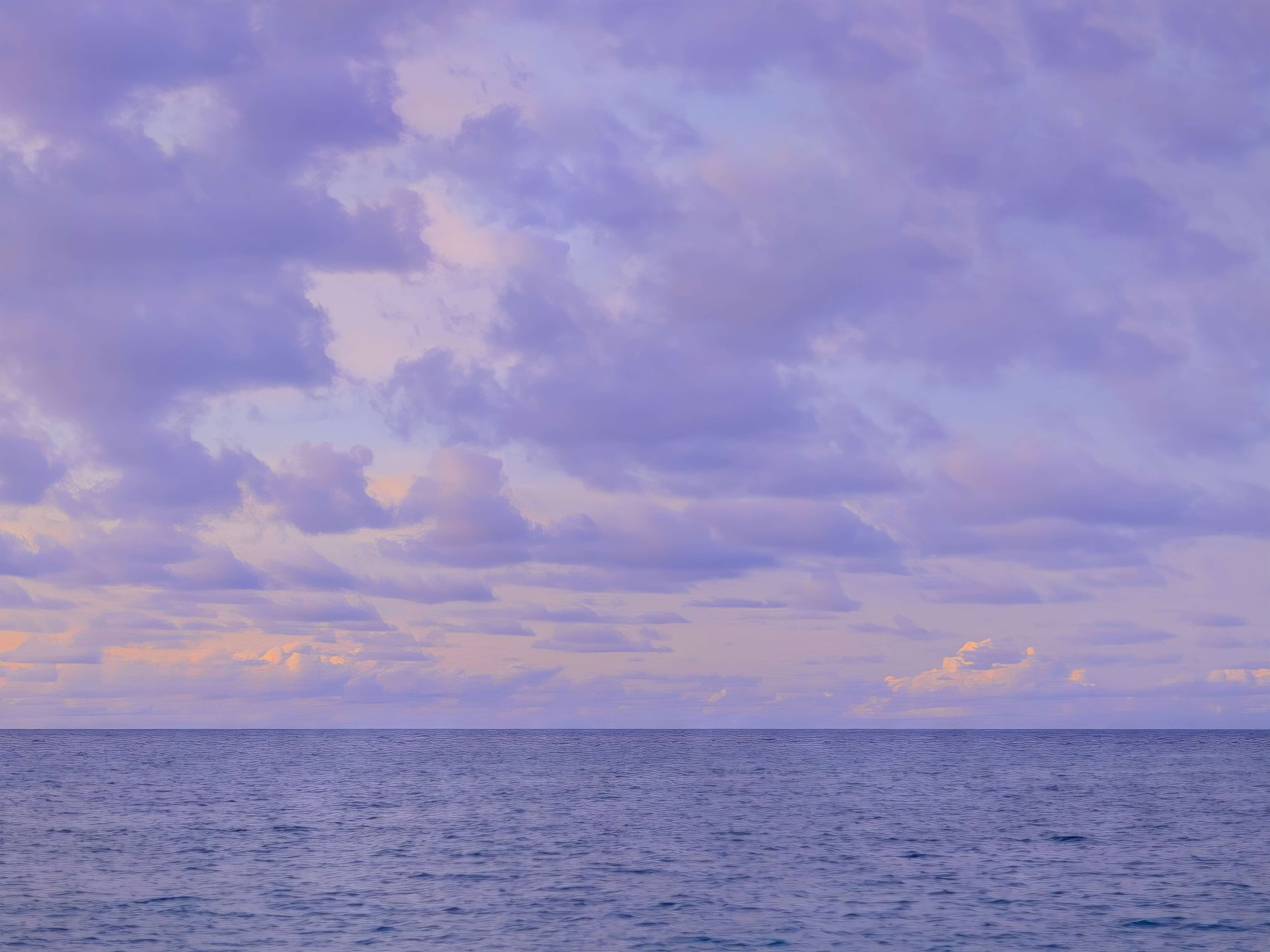 油画质感紫调晚霞大海 4K 电脑壁纸｜唯美治愈风景桌面背景