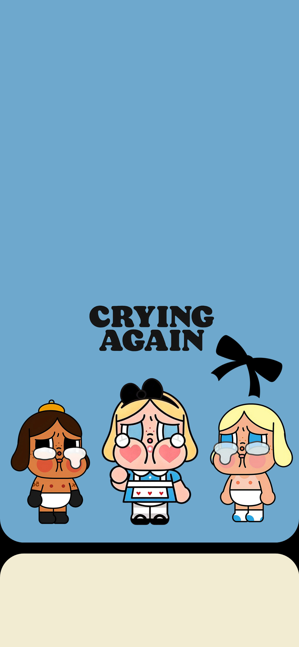 哭泣女孩 CRYING AGAIN 壁纸 蓝米撞色可爱搞怪卡通竖版手机锁屏
