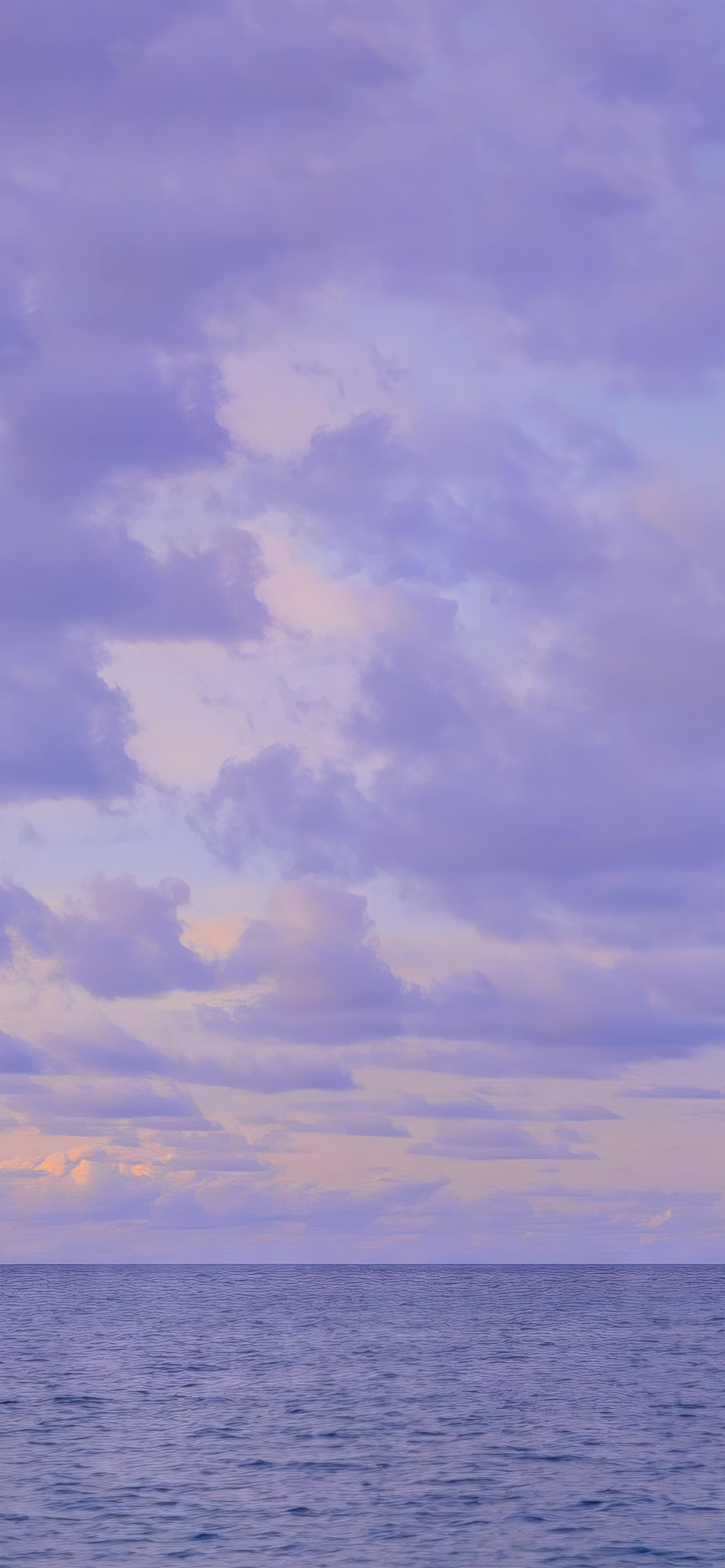 油画质感紫调晚霞大海 4K 手机壁纸｜唯美治愈风景锁屏背景