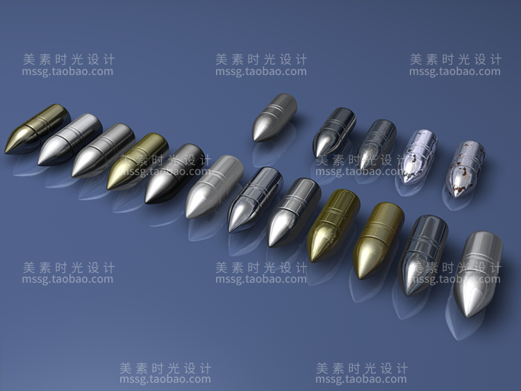 图片[1]-【金属子弹】金属子弹C4D模型素材-