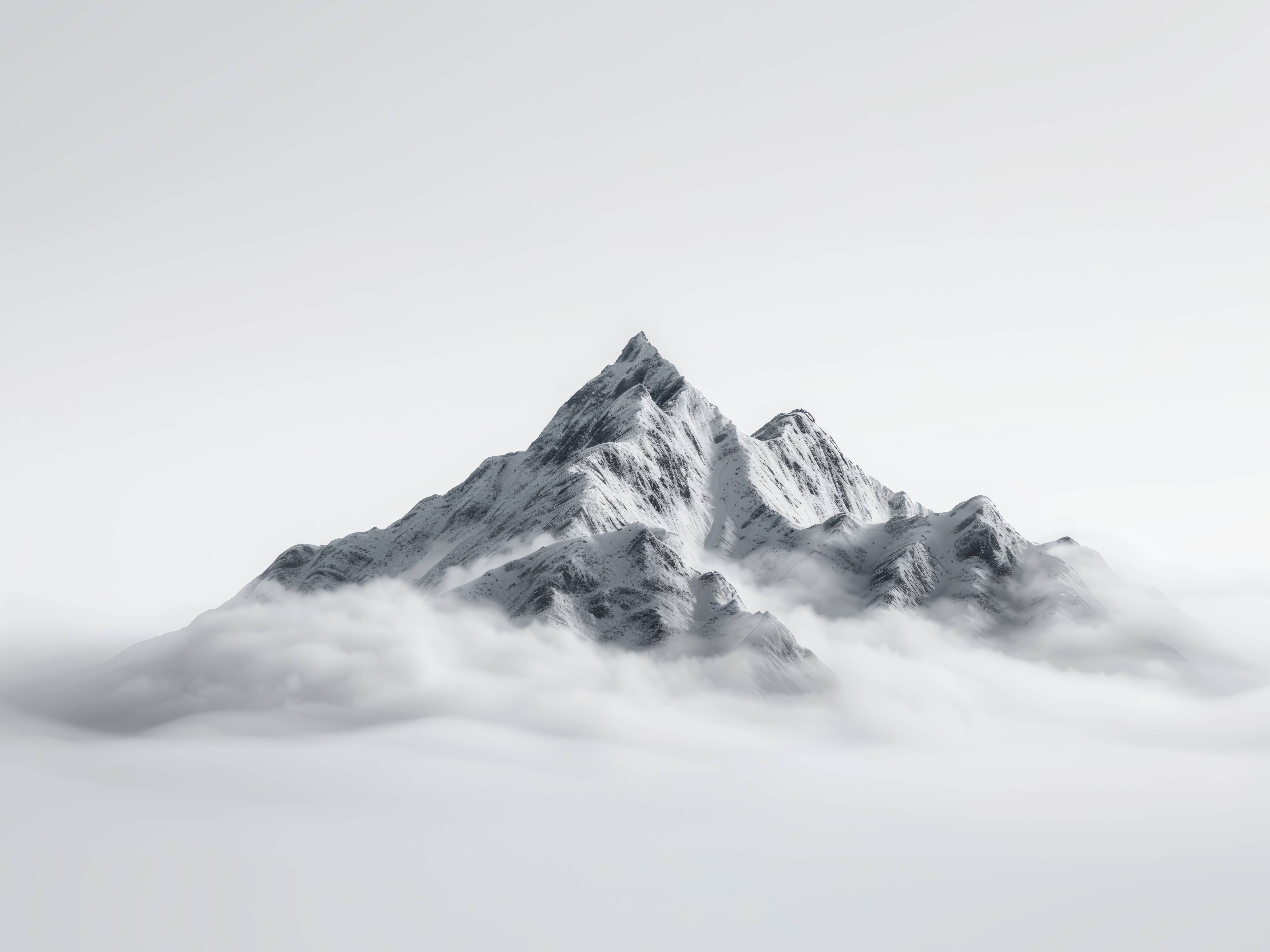 极简黑白雪山云海壁纸 素雅冷淡电脑桌面