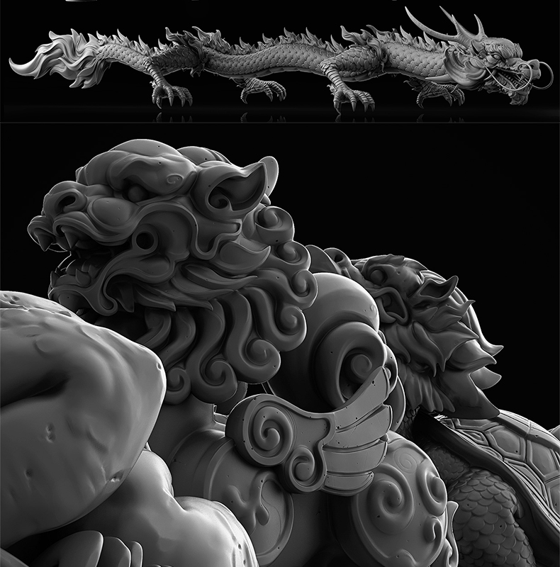 图片[1]-【古代建筑模型】中国古代建筑3D人物服饰龙狮蟾蜍游戏C4D场景模型OBJ格式-