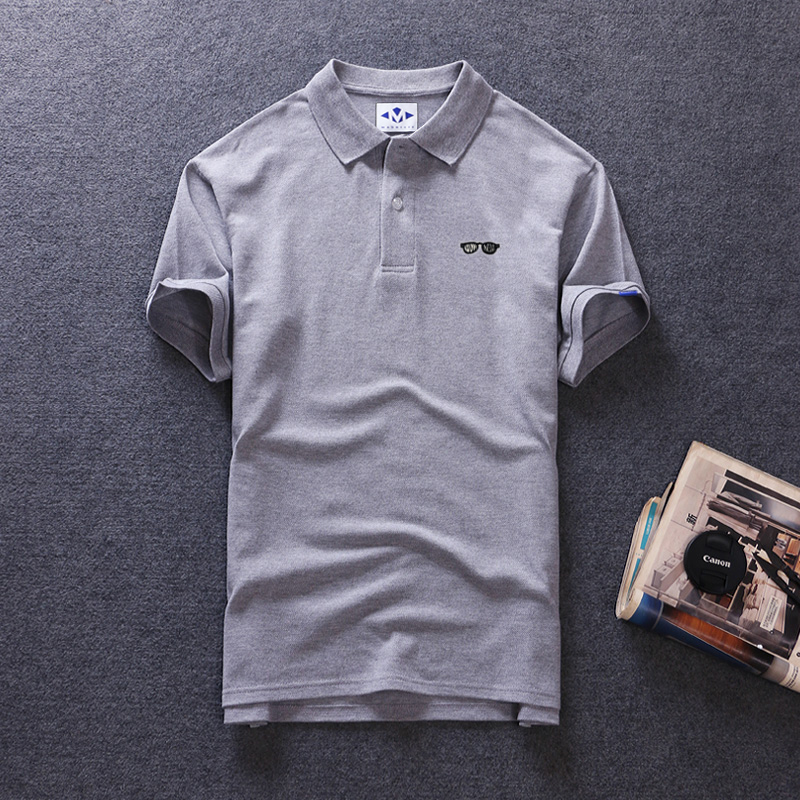 Gangfeng Nhật Bản Tide thương hiệu áo sơ mi nam POLO Yu Wenle ngắn tay thêu nhỏ cotton tươi áo thun mỏng áo phông nam có cổ