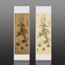 Listening to Qin Tu Chinese Painting Song Weizong Zhao Ji Famous Chinese Paintings Calligraphy and Painting Antique Scroll Hanging Painting Vertical Banners
