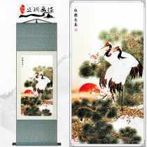 Songhe Yannian figure silk scroll hanging painting porch living room decoration gift birthday picture to send old man to Elder