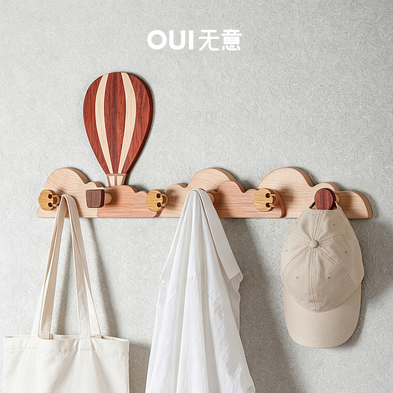 Oui's No-Drill Hot Air Balloon Hook, Strong Load-Bearing, Traceless Wall Hook Behind the Door, Bag Hanger, Clothes Rack