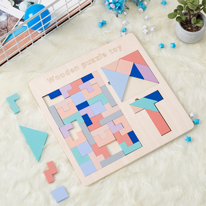 Children's 1-2-3-year-old puzzle power development Brain Brain Toy Nursery 6 Russia Tetris puzzle building blocks