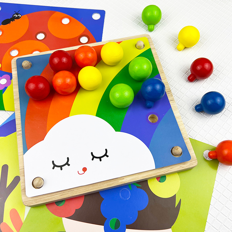 Baby Cognitive Distinguish Color Children Monsoon Kindergarten Early Teaching Aids Pairing Puzzle Fine Action Parquet Toys